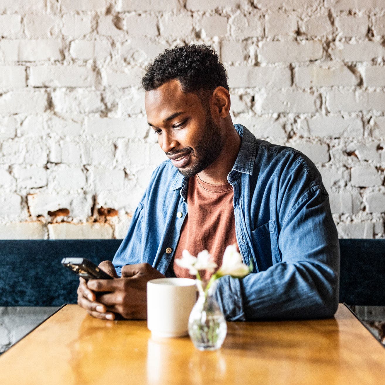 stock image person looking at device
