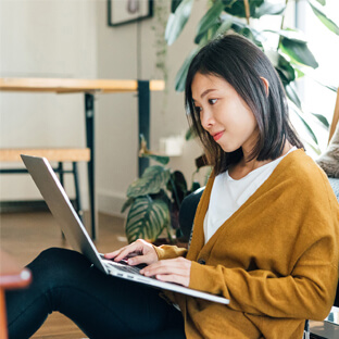 woman working on laptop