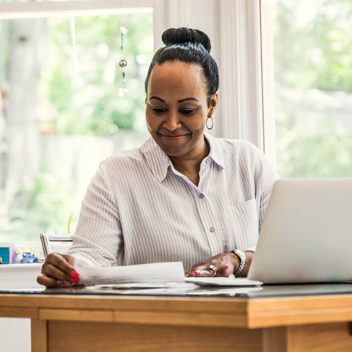 woman working in home office